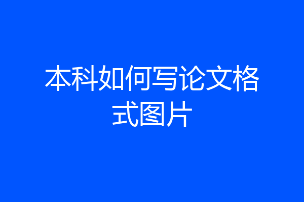 本科如何写论文格式图片