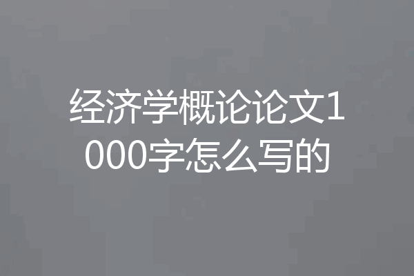 经济学概论论文1000字怎么写的