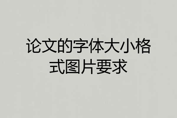 论文的字体大小格式图片要求