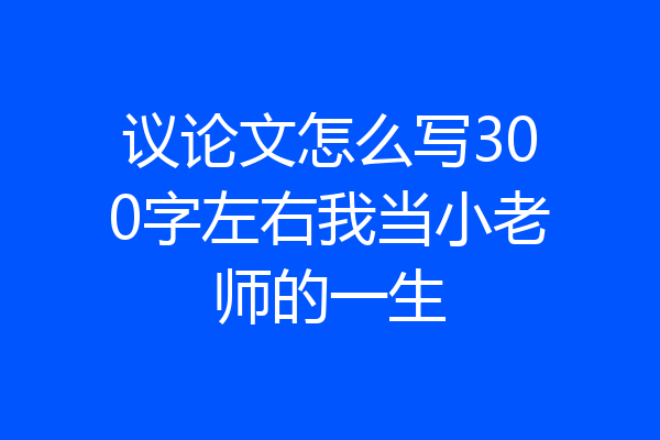 议论文怎么写300字左右我当小老师的一生