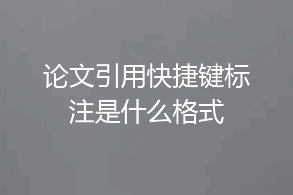 论文引用快捷键标注是什么格式