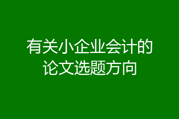 有关小企业会计的论文选题方向