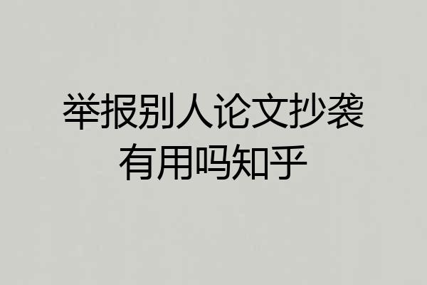举报别人论文抄袭有用吗知乎