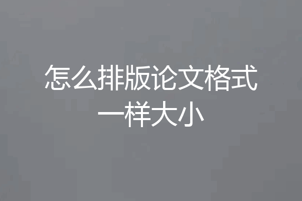怎么排版论文格式一样大小