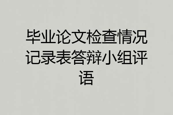毕业论文检查情况记录表答辩小组评语