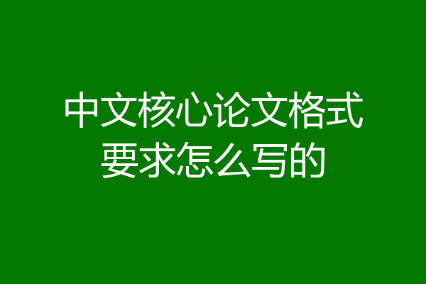 中文核心论文格式要求怎么写的