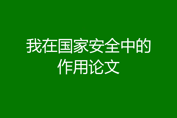 我在国家安全中的作用论文
