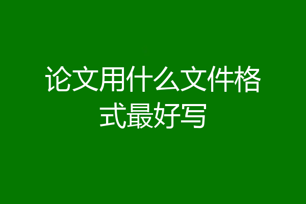 论文用什么文件格式最好写