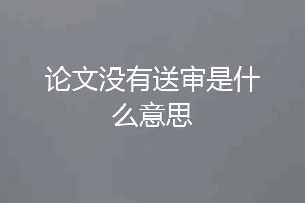 论文没有送审是什么意思