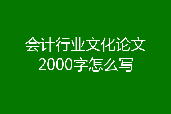 会计行业文化论文2000字怎么写
