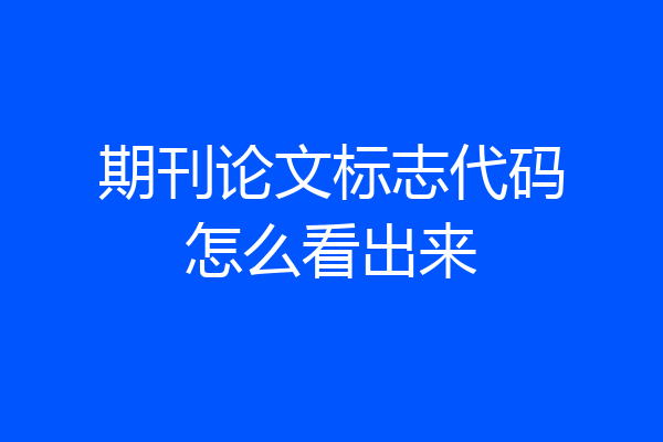 期刊论文标志代码怎么看出来