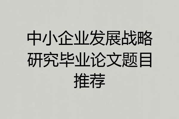 中小企业发展战略研究毕业论文题目推荐