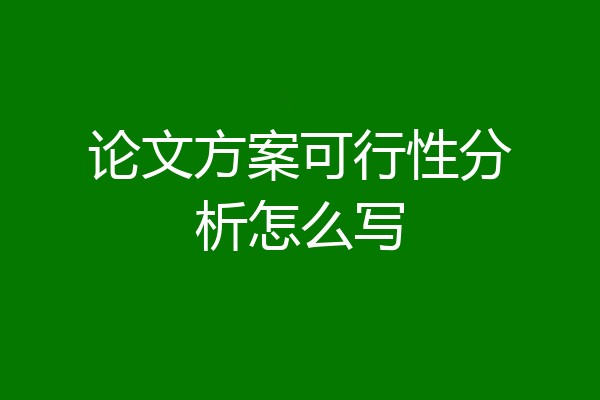 论文方案可行性分析怎么写