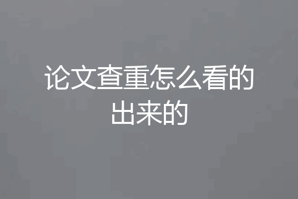 论文查重怎么看的出来的