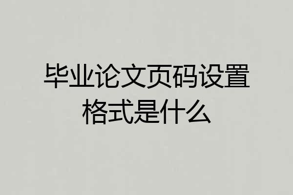 毕业论文页码设置格式是什么