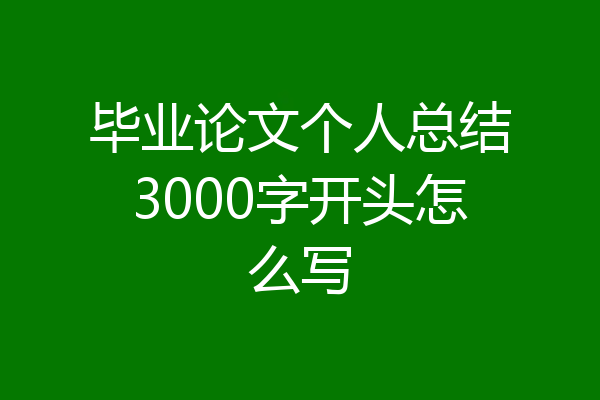 毕业论文个人总结3000字开头怎么写