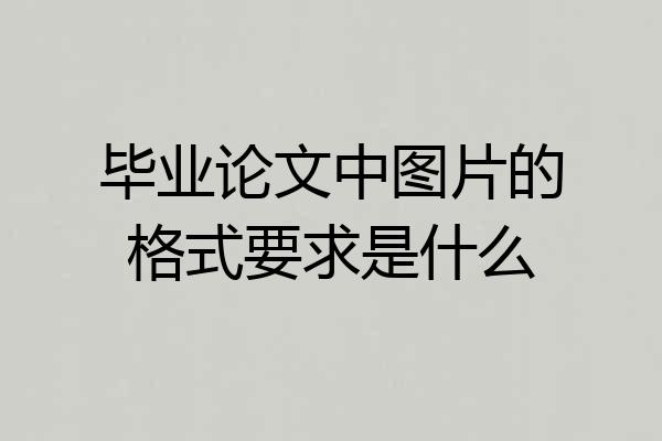 毕业论文中图片的格式要求是什么