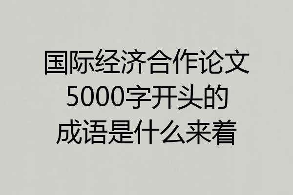 国际经济合作论文5000字开头的成语是什么来着