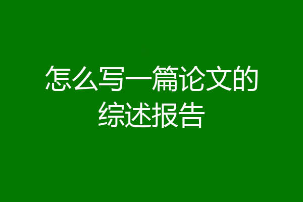 怎么写一篇论文的综述报告
