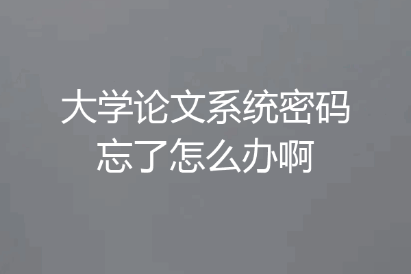 大学论文系统密码忘了怎么办啊