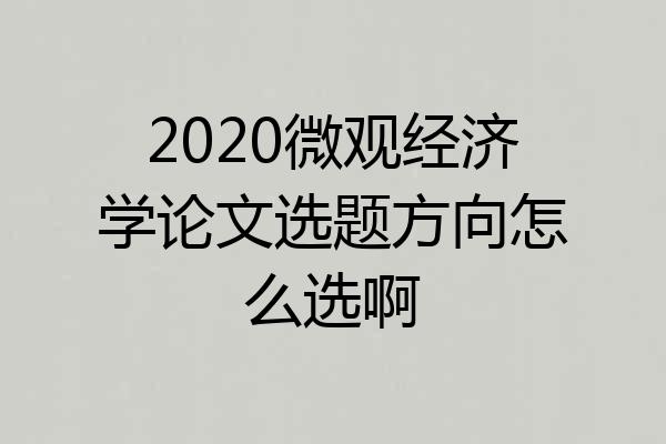 2020微观经济学论文选题方向怎么选啊