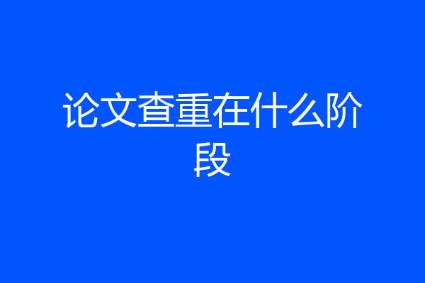 论文查重在什么阶段