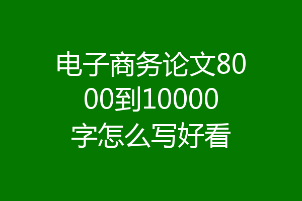 电子商务论文8000到10000字怎么写好看