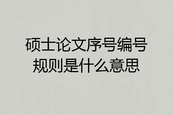 硕士论文序号编号规则是什么意思