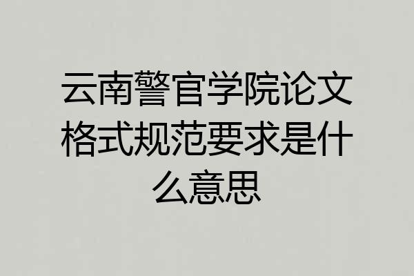 云南警官学院论文格式规范要求是什么意思