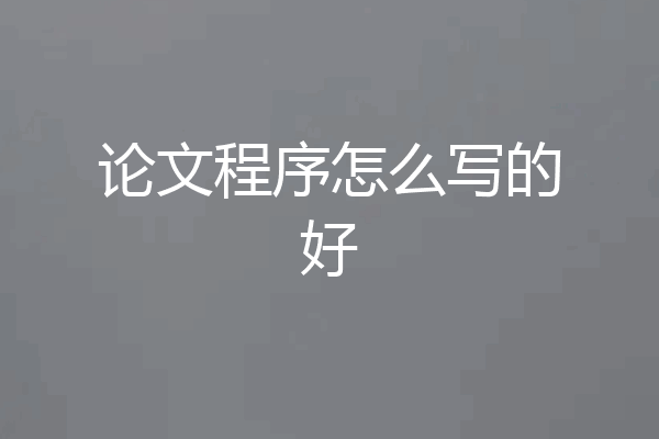 论文程序怎么写的好