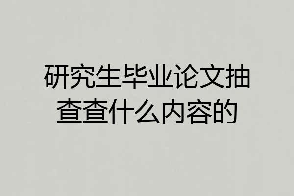 研究生毕业论文抽查查什么内容的