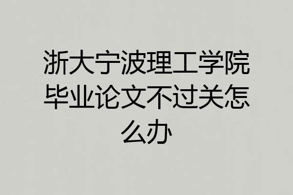 浙大宁波理工学院毕业论文不过关怎么办