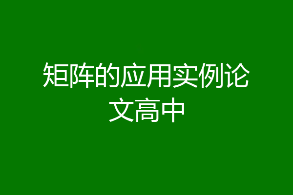 矩阵的应用实例论文高中