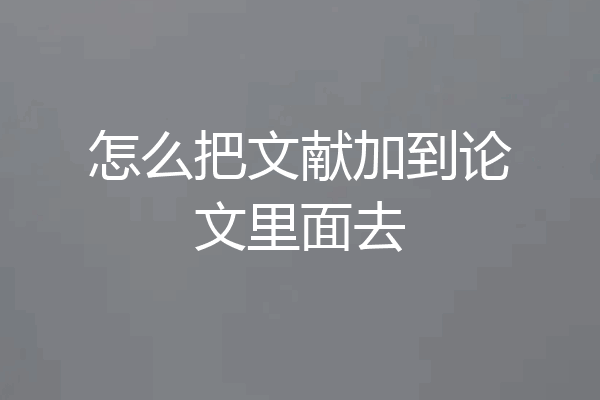 怎么把文献加到论文里面去
