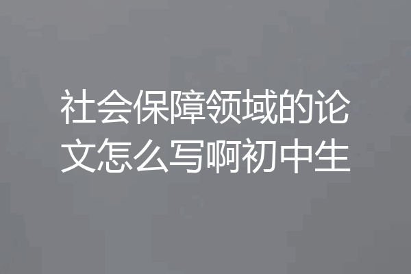 社会保障领域的论文怎么写啊初中生