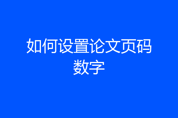 如何设置论文页码数字