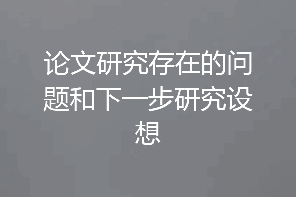 论文研究存在的问题和下一步研究设想