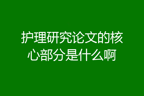 护理研究论文的核心部分是什么啊
