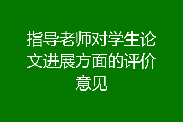指导老师对学生论文进展方面的评价意见