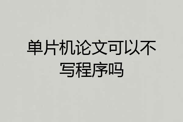 单片机论文可以不写程序吗