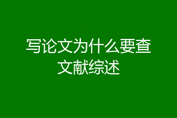 写论文为什么要查文献综述