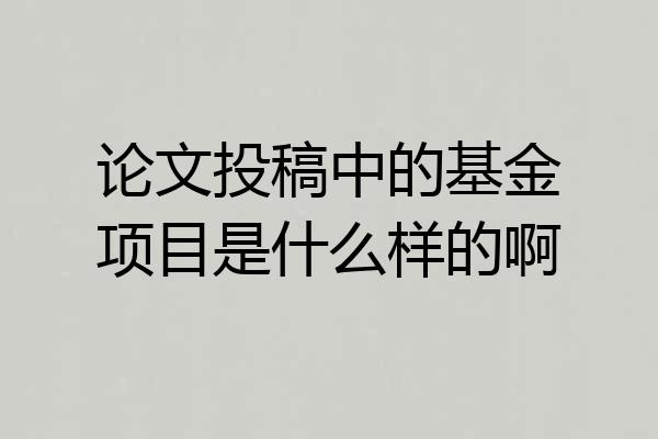 论文投稿中的基金项目是什么样的啊