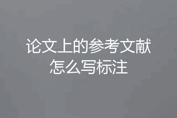论文上的参考文献怎么写标注
