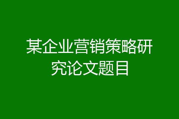 某企业营销策略研究论文题目