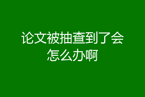 论文被抽查到了会怎么办啊