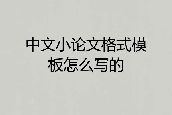 中文小论文格式模板怎么写的