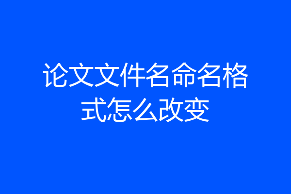 论文文件名命名格式怎么改变