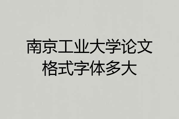 南京工业大学论文格式字体多大