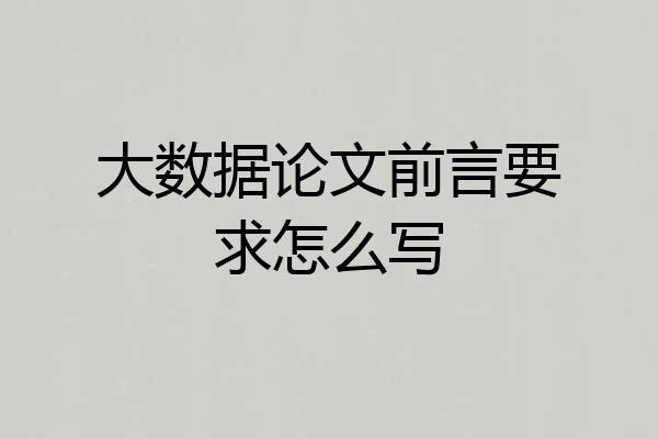 大数据论文前言要求怎么写