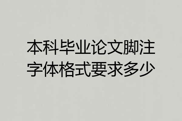 本科毕业论文脚注字体格式要求多少